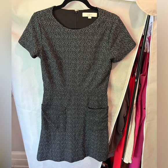 Ann Taylor LOFT Tweed 60s style dress with pockets - Picture 2 of 4